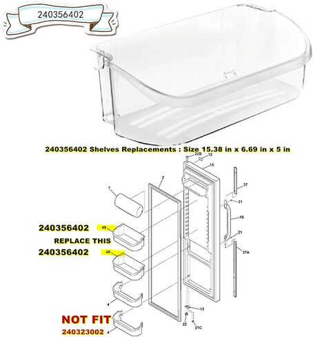 UPGRADE 240356402 Refrigerator Door Bin Replacement Part, Compatible with Refrigerator Door Shelf FGUS2642LF0 FGHS2644KF2, LGUS2642LE0 FRS6LF7FBA LFSS2612TF0 FFSS2615TS0 Door Bin in Saudi Arabia