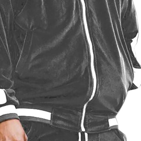tuduoms Men's Velour Tracksuit Athletic Sports Full Zip Sweatsuit 2 Piece Long Sleeve Coat Striped Gym Outfits Jogging Sets in Kuwait
