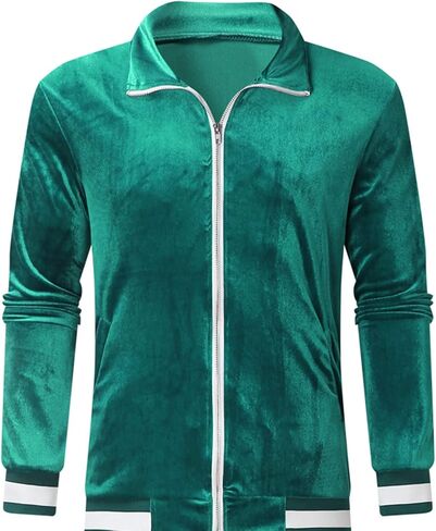 tuduoms Men's Velour Tracksuit Athletic Sports Full Zip Sweatsuit 2 Piece Long Sleeve Coat Striped Gym Outfits Jogging Sets in Kuwait