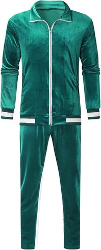 tuduoms Men's Velour Tracksuit Athletic Sports Full Zip Sweatsuit 2 Piece Long Sleeve Coat Striped Gym Outfits Jogging Sets in Kuwait