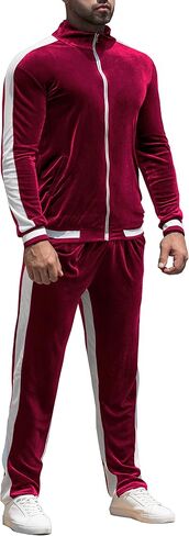 RPOVIG Velour Tracksuit Sweatsuit Velvet:Men's Jogging track suit 2 Pieces Set Zip Up Sweatshirts Jacket Pants With Pockets in Saudi Arabia