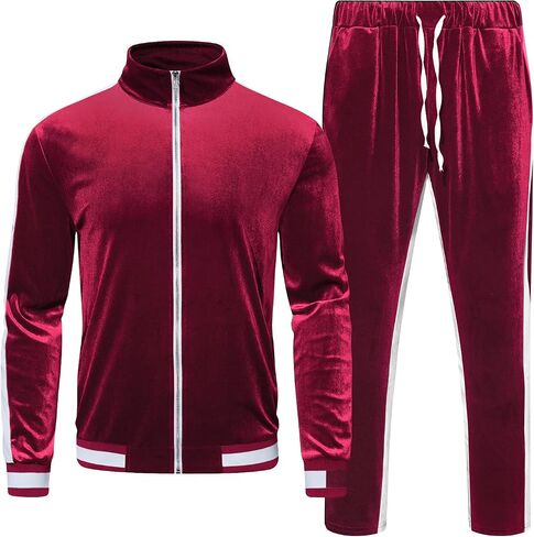 RPOVIG Velour Tracksuit Sweatsuit Velvet:Men's Jogging track suit 2 Pieces Set Zip Up Sweatshirts Jacket Pants With Pockets in Saudi Arabia