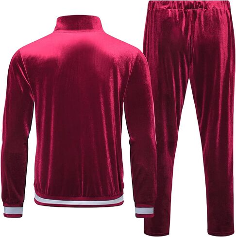 RPOVIG Velour Tracksuit Sweatsuit Velvet:Men's Jogging track suit 2 Pieces Set Zip Up Sweatshirts Jacket Pants With Pockets in Saudi Arabia