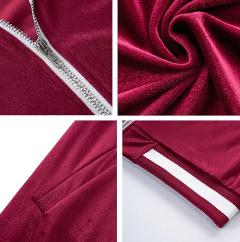 RPOVIG Velour Tracksuit Sweatsuit Velvet:Men's Jogging track suit 2 Pieces Set Zip Up Sweatshirts Jacket Pants With Pockets in Saudi Arabia