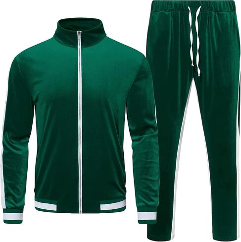 RPOVIG Velour Tracksuit Sweatsuit Velvet:Men's Jogging track suit 2 Pieces Set Zip Up Sweatshirts Jacket Pants With Pockets in Saudi Arabia
