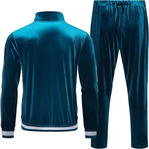 RPOVIG Velour Tracksuit Sweatsuit Velvet:Men's Jogging track suit 2 Pieces Set Zip Up Sweatshirts Jacket Pants With Pockets in Saudi Arabia
