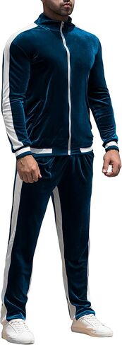 RPOVIG Velour Tracksuit Sweatsuit Velvet:Men's Jogging track suit 2 Pieces Set Zip Up Sweatshirts Jacket Pants With Pockets in Saudi Arabia