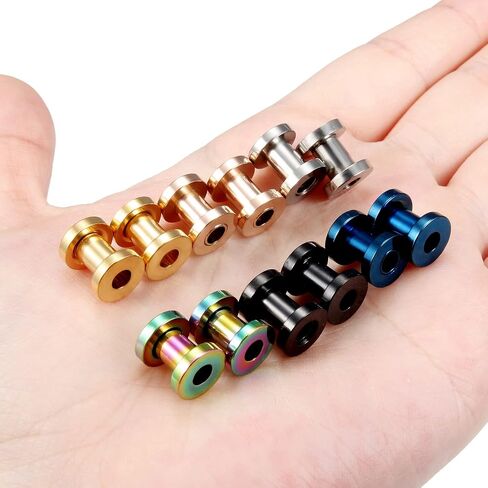 Vsnnsns 14G 12G 8G 6G 4G 2G 0G 00G Screw Fit Ear Gauges Kit Surgical Steel Tunnel Expander Earrings Earlobe Plugs Body Piercing Jewelry Set for Women Men 6 Pairs in Saudi Arabia