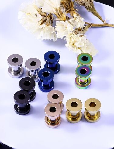 Vsnnsns 14G 12G 8G 6G 4G 2G 0G 00G Screw Fit Ear Gauges Kit Surgical Steel Tunnel Expander Earrings Earlobe Plugs Body Piercing Jewelry Set for Women Men 6 Pairs in Saudi Arabia