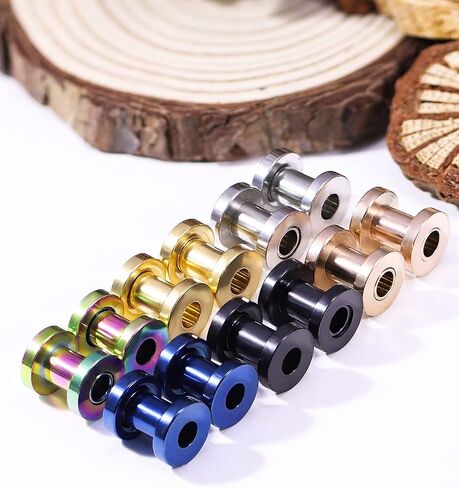 Vsnnsns 14G 12G 8G 6G 4G 2G 0G 00G Screw Fit Ear Gauges Kit Surgical Steel Tunnel Expander Earrings Earlobe Plugs Body Piercing Jewelry Set for Women Men 6 Pairs in Saudi Arabia