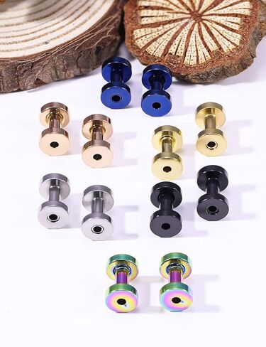 Vsnnsns 14G 12G 8G 6G 4G 2G 0G 00G برغي مناسب لمجموعة قياس الأذن الجراحية الفولاذية نفق المتوسع أقراط شحمة الأذن المقابس هيئة ثقب المجوهرات مجموعة للنساء الرجال 6 أزواج in Kuwait