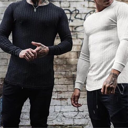 Autumn Fashion Thin Sweater Men's Long Sleeve Pullover O Neck Solid Color Slim Sweater Knit Top in Saudi Arabia
