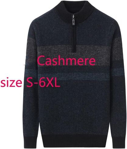 Men Half High Zipper Collar Warm Large Thickened Pullovers 100% Cashmere Sweater in Saudi Arabia