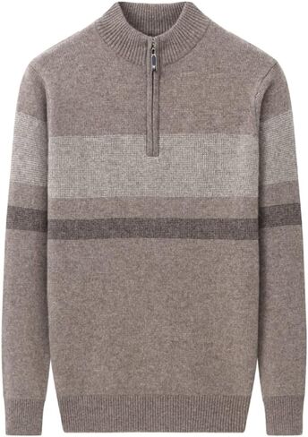 Men Half High Zipper Collar Warm Large Thickened Pullovers 100% Cashmere Sweater in Saudi Arabia
