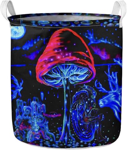 UZZUHI Galaxy Starry Sky Foldable Storage Bin Heavy Duty Tote Handle Organizer for College Men Adult Round Kids Hamper Unisex Without Lid Sturdy in Saudi Arabia
