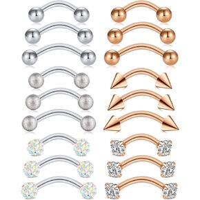 FECTAS 16 جرام روك Daith أقراط حلقات البطن الصغيرة الحاجب الدائري الحديد هيئة ثقب المجوهرات 6/8/10 مللي متر حزمة in Kuwait