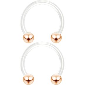 2pc 16g Flexible Bioflex Circular Barbell Horseshoe Septum Ring Bioplast Piercing 10mm Anodized Ball in Saudi Arabia