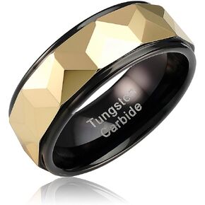 100S JEWELRY Personalized Engraved Tungsten Rings for Men Women Wedding Band Gold Faceted Black Step Edge Sizes 6-16 in Kuwait