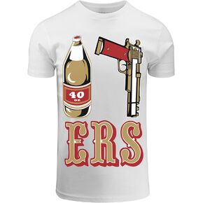 ShirtBANC Mens Graphic 40oz 9MM Gold Gun Shirt Pistol Golden Empire, S-3XL