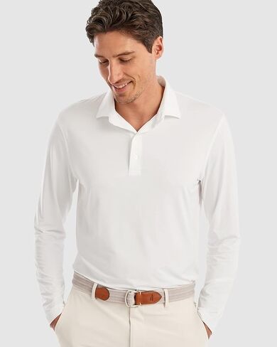 johnnie-O Featherweight Long Sleeve Performance Polo - Swing in Saudi Arabia