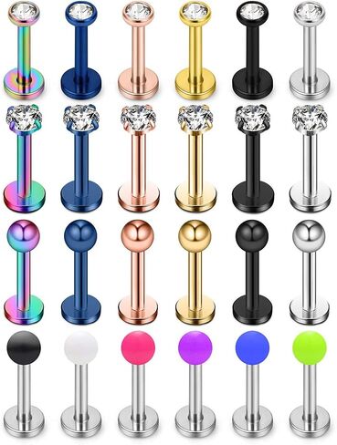 Ruifan 16 جرام الفولاذ المقاوم للصدأ Labret مونرو الشفاه الدائري الزنمة مسمار اللولب القرط مسمار خواتم ثقب المجوهرات 6 مللي متر 8 مللي متر 10 مللي متر 6-24 قطعة in Kuwait