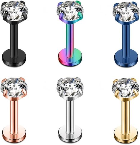 Ruifan 16 جرام الفولاذ المقاوم للصدأ Labret مونرو الشفاه الدائري الزنمة مسمار اللولب القرط مسمار خواتم ثقب المجوهرات 6 مللي متر 8 مللي متر 10 مللي متر 6-24 قطعة in Kuwait
