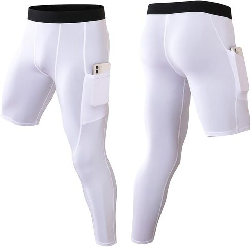 Hotfiary Men's One Leg Compression Pants Capri Tights 3/4 Athletic Leggings Base Layers for Basketball Running (2 pcs) in Kuwait