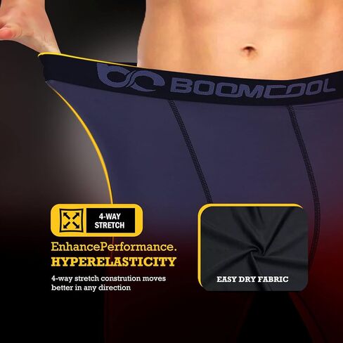 BOOMCOOL Men's Compression Pants with Pockets, Men's Running Tights Leggings Workout Dry Baselayer Gym Athletic Yoga Pants in Saudi Arabia