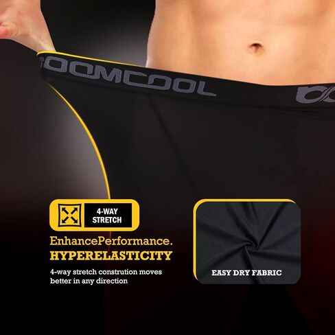BOOMCOOL Men's Compression Pants with Pockets, Men's Running Tights Leggings Workout Dry Baselayer Gym Athletic Yoga Pants in Saudi Arabia