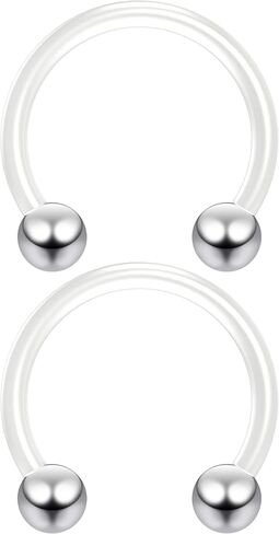 2pc 16g Flexible Bioflex Circular Barbell Horseshoe Septum Ring Bioplast Piercing 10mm Anodized Ball in Saudi Arabia