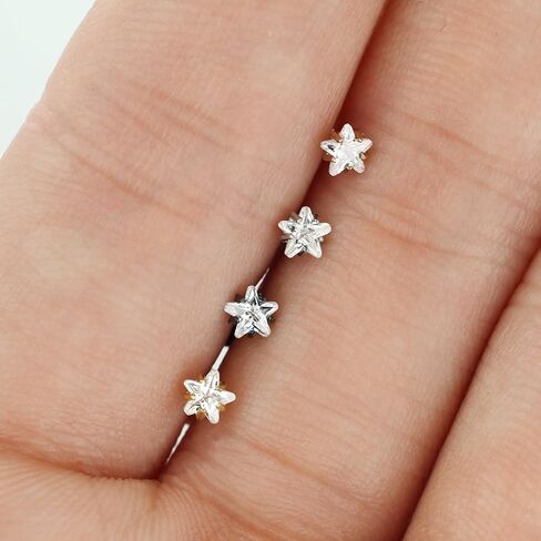 WILDKLASS 4 Pcs Value Pack Internally Threaded Star Prong Top Gem Labret Monroe Titanium IP Over 316L Surgical Steel in Kuwait