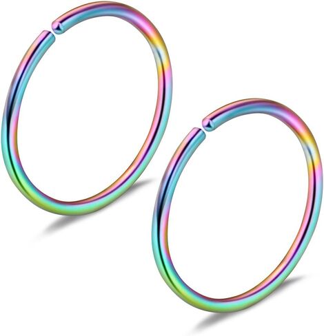 Ruifan 18PCS Mix Size Stainless Steel Clip on Fake Nose Lip Helix Cartilage Tragus Ear Hoop Ring 22G 20G 18G 6-10mm in Kuwait