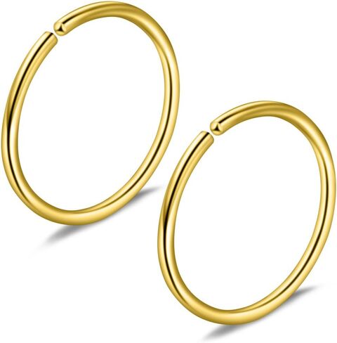 Ruifan 18PCS Mix Size Stainless Steel Clip on Fake Nose Lip Helix Cartilage Tragus Ear Hoop Ring 22G 20G 18G 6-10mm in Kuwait