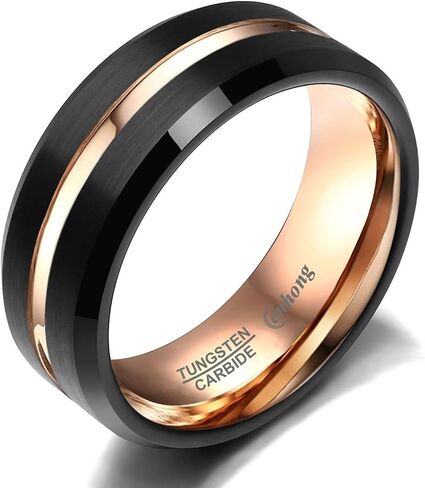enhong 8mm Stainless Steel Matte Brushed Wedding Band Rings for Men,Black Blue Purple Gold Colors Available in Kuwait