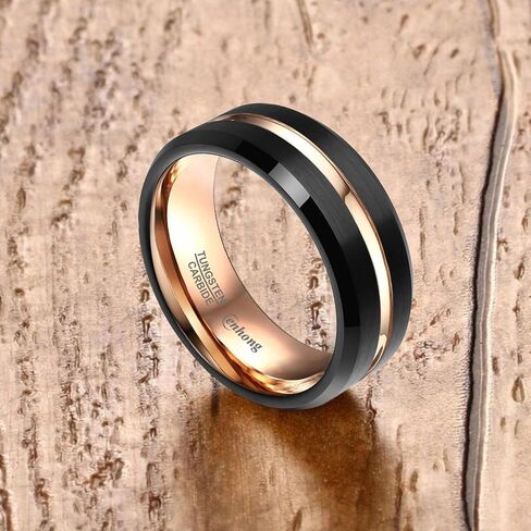 enhong 8mm Stainless Steel Matte Brushed Wedding Band Rings for Men,Black Blue Purple Gold Colors Available in Kuwait