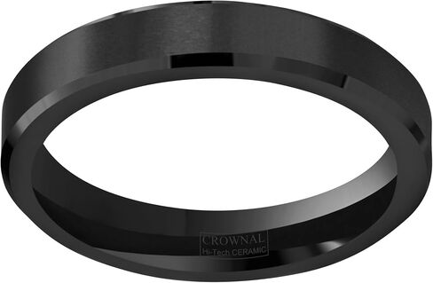 CROWNAL 4mm 6mm 8mm Black Ceramic Wedding Band Ring Men Women Couple Matte Finish Beveled Edges Comfort Fit Size 4 To 16 in Saudi Arabia