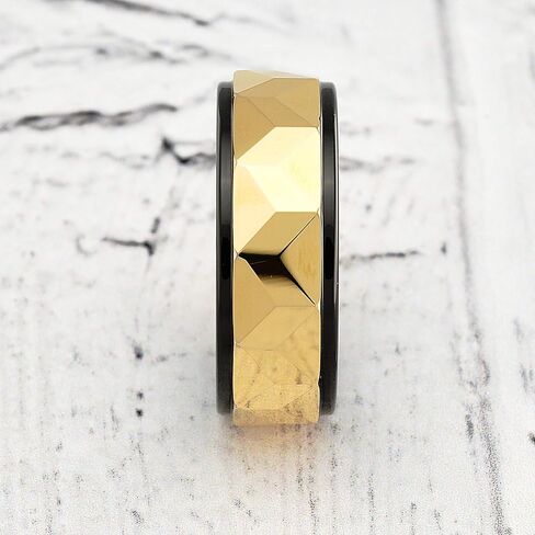 100S JEWELRY Personalized Engraved Tungsten Rings for Men Women Wedding Band Gold Faceted Black Step Edge Sizes 6-16 in Kuwait