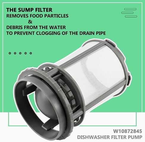 Cenipar W10872845 Dishwasher Sump Pump Upper Filter Cap Filter Excat Cup Assembly Replace for Amana Kenmore Whirlpool Dishwasher 8579307, W10056425,W10056426,W1005642,AP6030 094 in Saudi Arabia