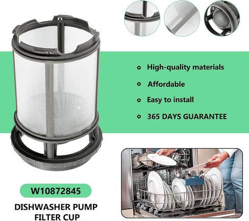 Cenipar W10872845 Dishwasher Sump Pump Upper Filter Cap Filter Excat Cup Assembly Replace for Amana Kenmore Whirlpool Dishwasher 8579307, W10056425,W10056426,W1005642,AP6030 094 in Saudi Arabia