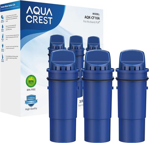 فلتر مياه إبريق معتمد من AQUA CREST AQK-CF10A NSF، بديل لأباريق وموزعات Pur® PPT700W وCR-1100C وPPF951K (عبوة من 3 قطع) in Kuwait