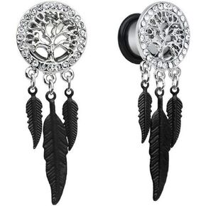 TOPBRIGHT الجراحية الصلب شجرة الحياة ريشة استرخى التوصيل القرط اللحم الأذن مقاييس حلقة الأنفاق in Kuwait