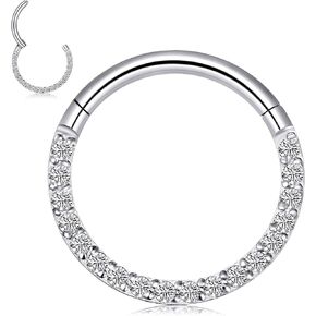 Longbeauty 16G تشيكوسلوفاكيا أوبال متمحور الجزء الأنف خواتم هوب 316L الجراحية الصلب اللولب الغضروف الزنمة أقراط الحاجز الفرس الدائري 8 مللي متر 10 مللي متر in Kuwait