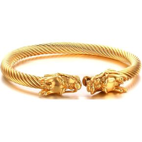 Mgutillart Punk Rock Titanium Steel Animal Dragon Head Cuff Bracelet