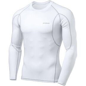TSLA 1 or 3 Pack Men's UPF 50+ Long Sleeve Compression Shirts, Athletic Workout Shirt, Water Sports Rash Guard