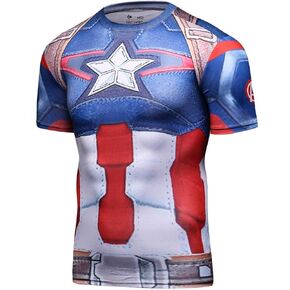 Red Plume Men's Compression Sports Fitness Shirt Superhero T-Shirt Running Short Sleeve