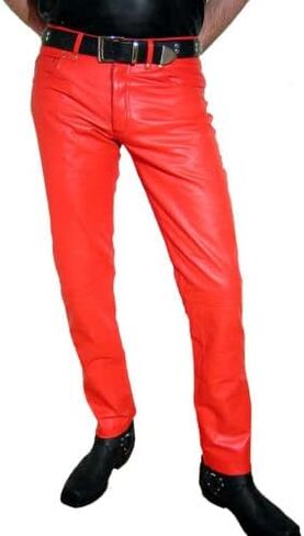 Mens Leather Pants Black Leather Pants Men 5 Pocket Pants Leather Jeans Pant Zipper Pants Men Motor Cycle Black Mens Pant in Saudi Arabia