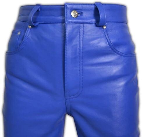 Mens Leather Pants Black Leather Pants Men 5 Pocket Pants Leather Jeans Pant Zipper Pants Men Motor Cycle Black Mens Pant in Saudi Arabia