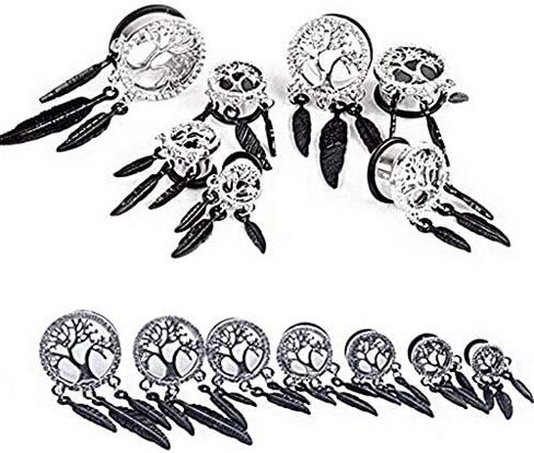 TOPBRIGHT الجراحية الصلب شجرة الحياة ريشة استرخى التوصيل القرط اللحم الأذن مقاييس حلقة الأنفاق in Kuwait