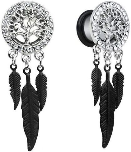 TOPBRIGHT الجراحية الصلب شجرة الحياة ريشة استرخى التوصيل القرط اللحم الأذن مقاييس حلقة الأنفاق in Kuwait