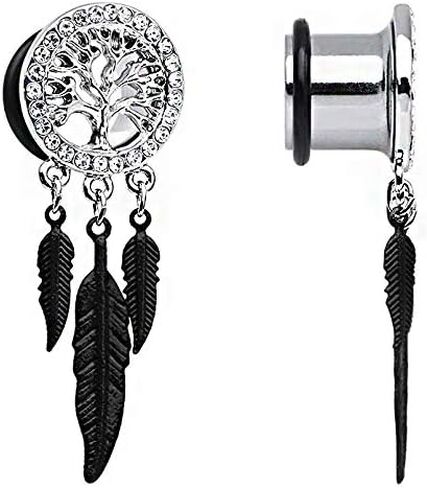 TOPBRIGHT الجراحية الصلب شجرة الحياة ريشة استرخى التوصيل القرط اللحم الأذن مقاييس حلقة الأنفاق in Kuwait